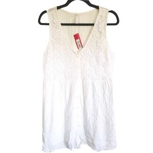 Xhilaration XL Women's White Lace Overlay Sleeveless Short Dress Or Long Top NWT